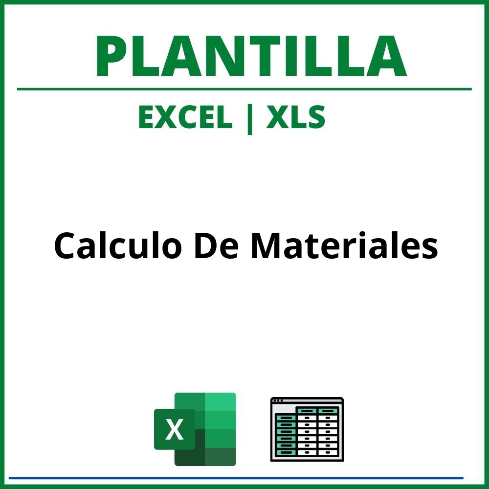 Plantilla Calculo De Materiales Excel
